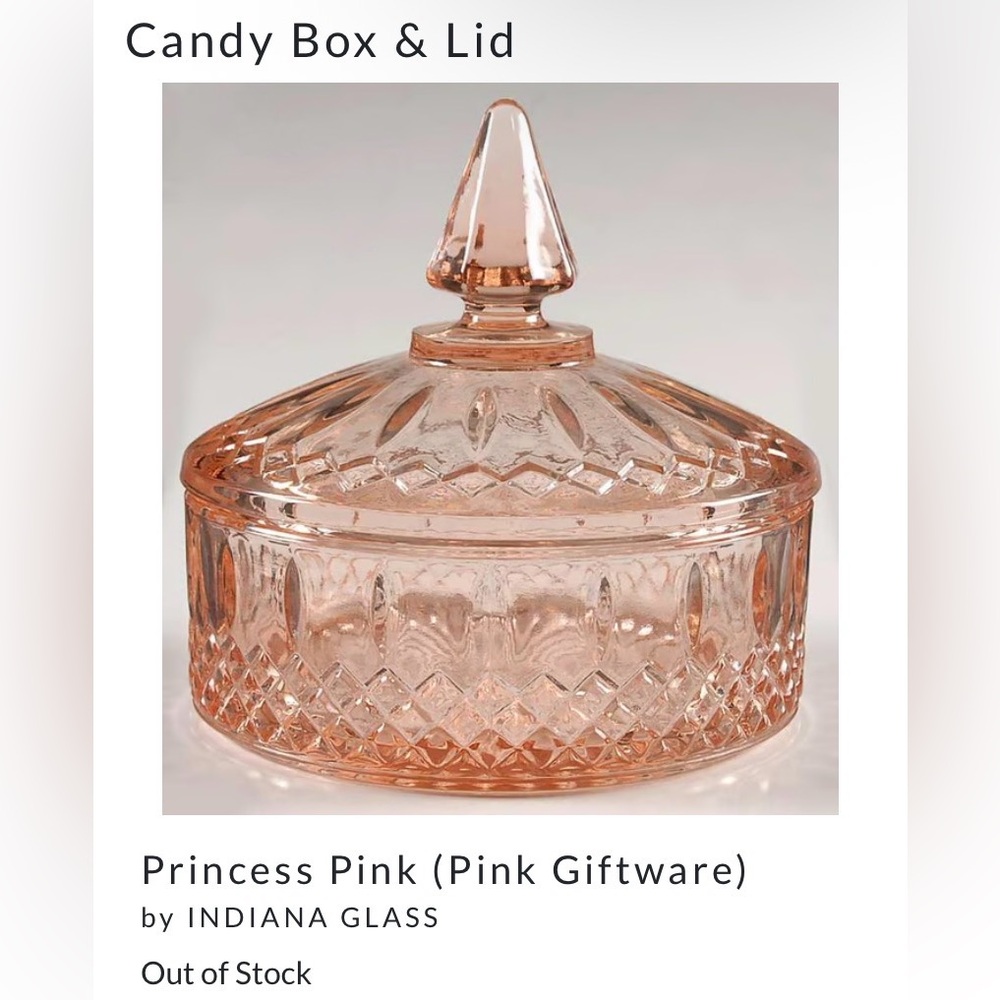🍬Indiana Glass Diamond Princess Pink Candy Box & Lid - Picture 2 of 13